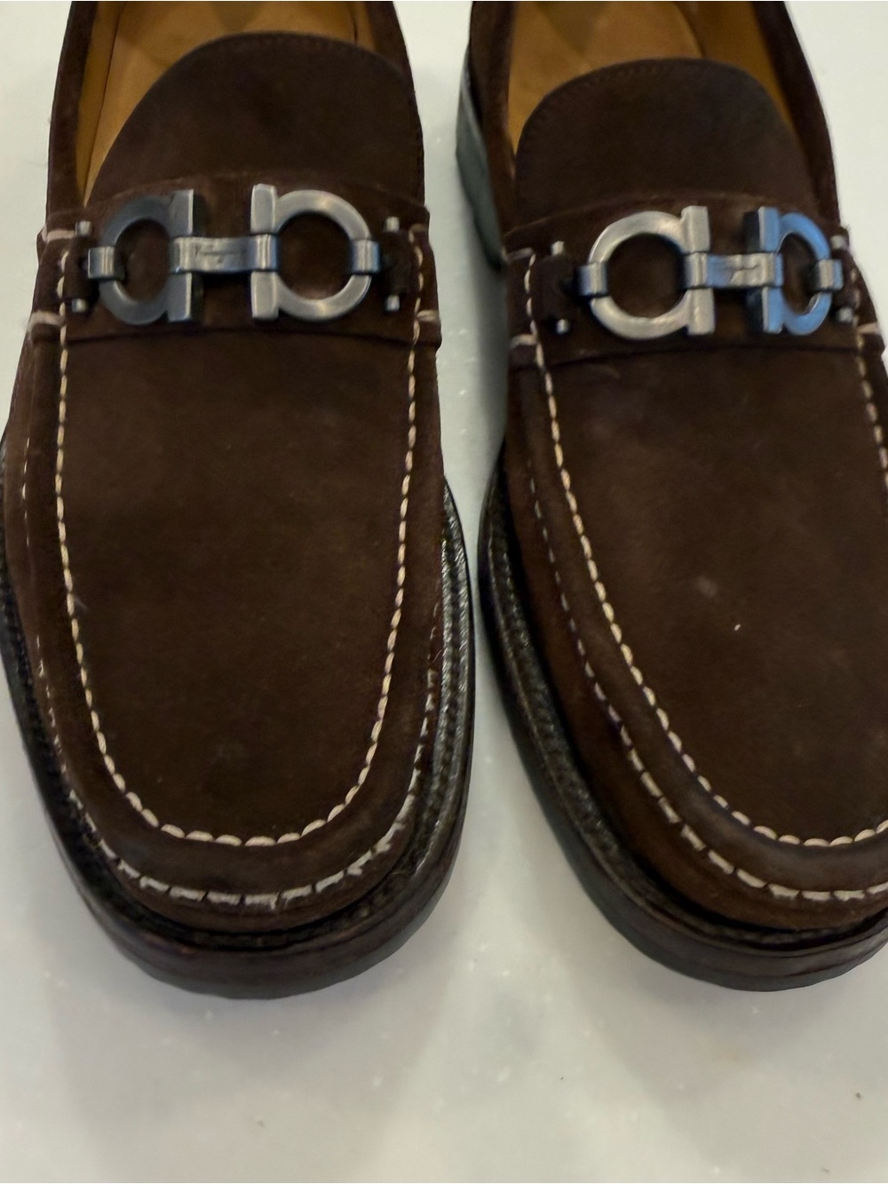 Ferragamo Men’s Brown Suede Gancini Bit Loafers Sz Mens 7 Wms 8.5 EUC - Picture 10 of 16